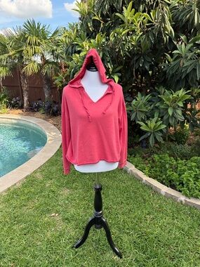 Colsie Coral Hooded V-Neck Pullover